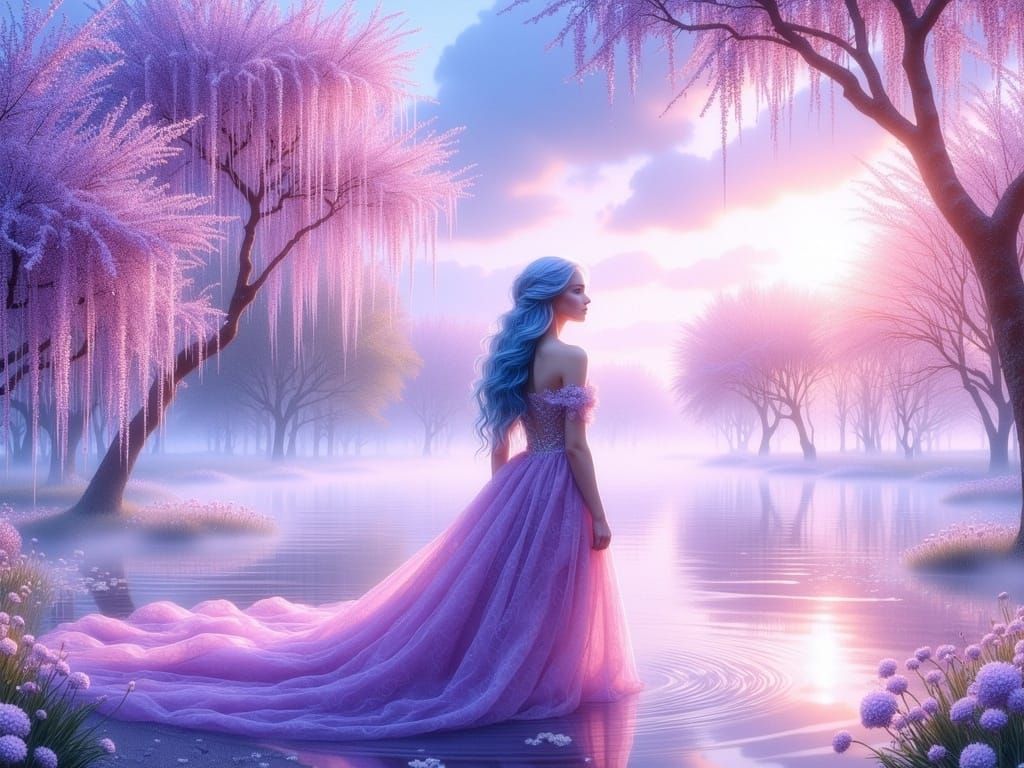 Ethereal Fantasy Scene in Soft Pastel Hues