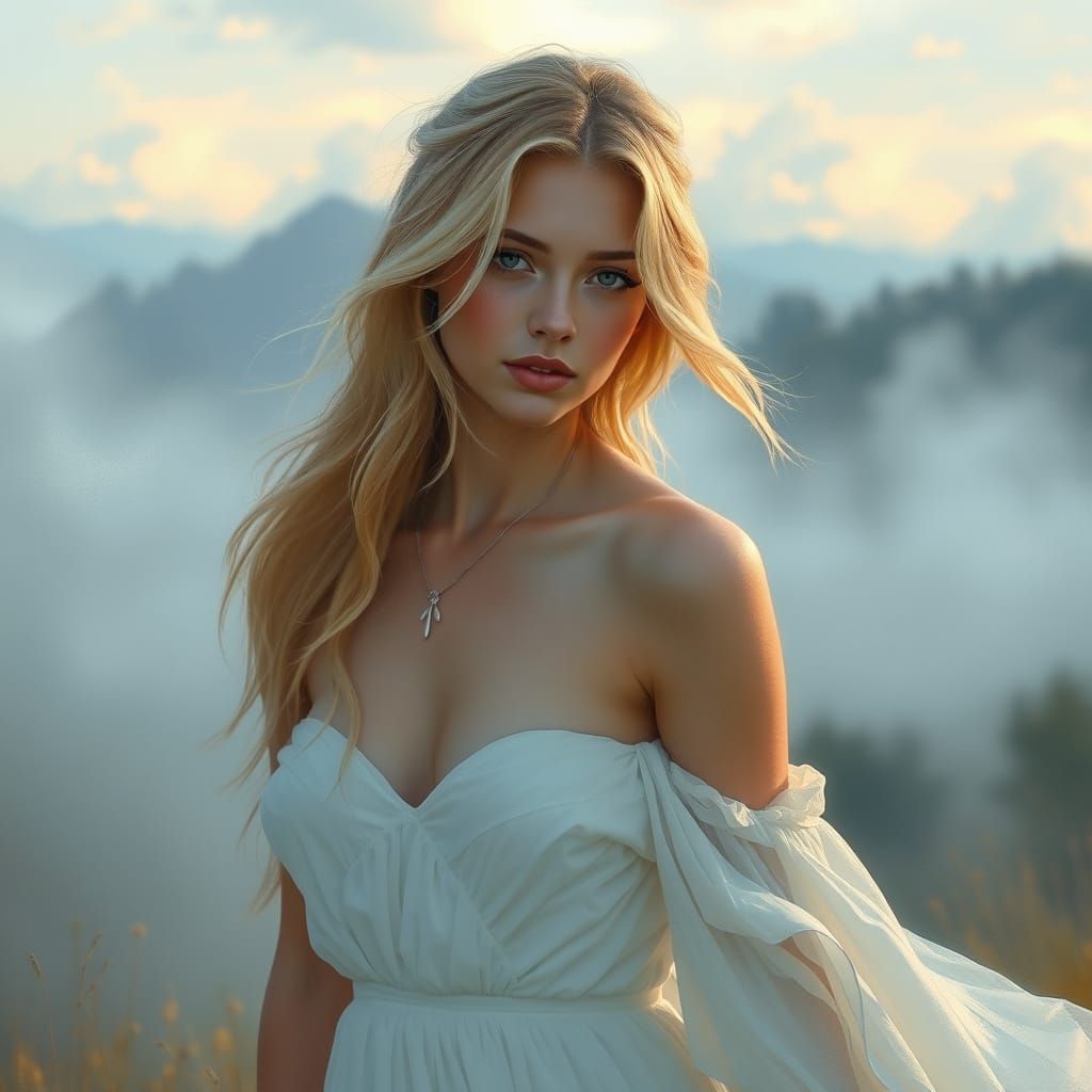 (beautiful young blonde similar to young Anita Ekberg) Art Andrei Protsouk, Bernard Buffet, cubism.