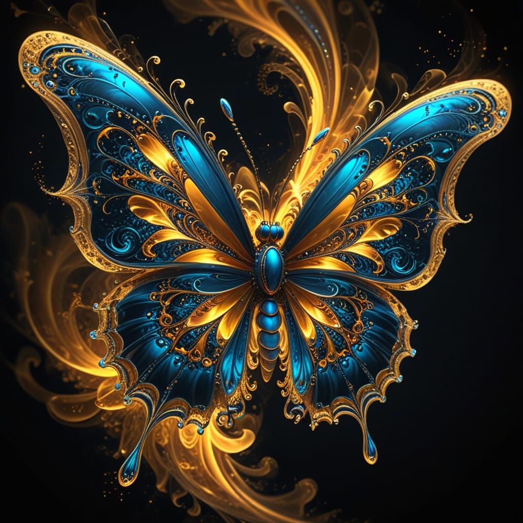 Gothic Butterfly in Swirling Smoke