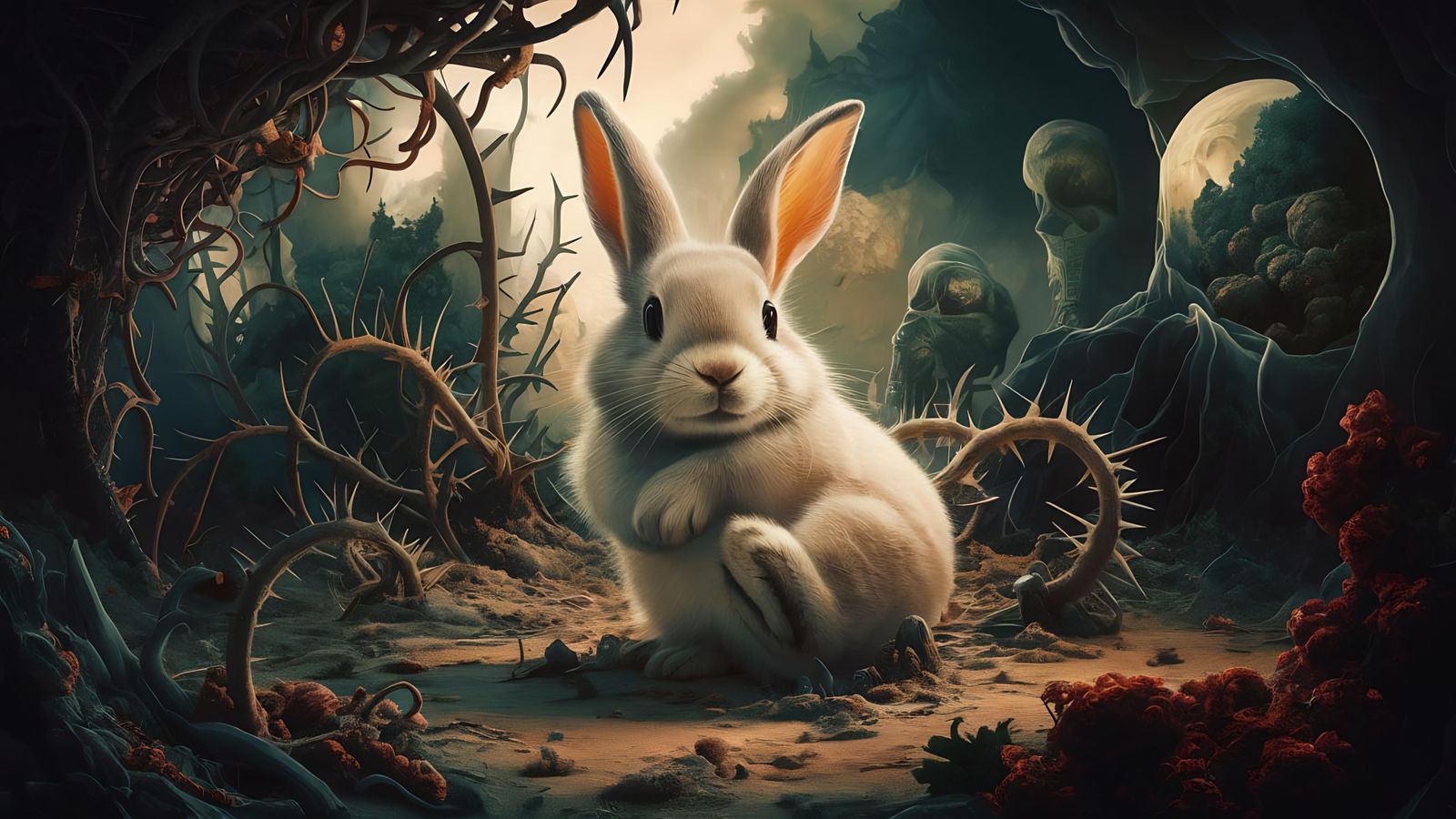 Surreal Bunny in Twisted Forest Dreamscape