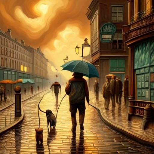 Raining Cats and Dogs in Post-Impressionistic Style