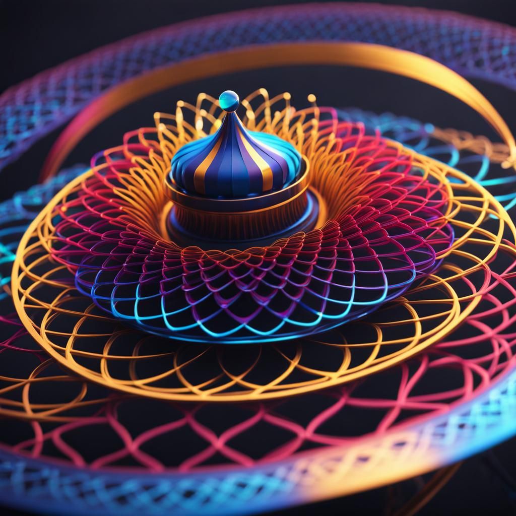Detailed Spirograph Pattern in Complementary Colors