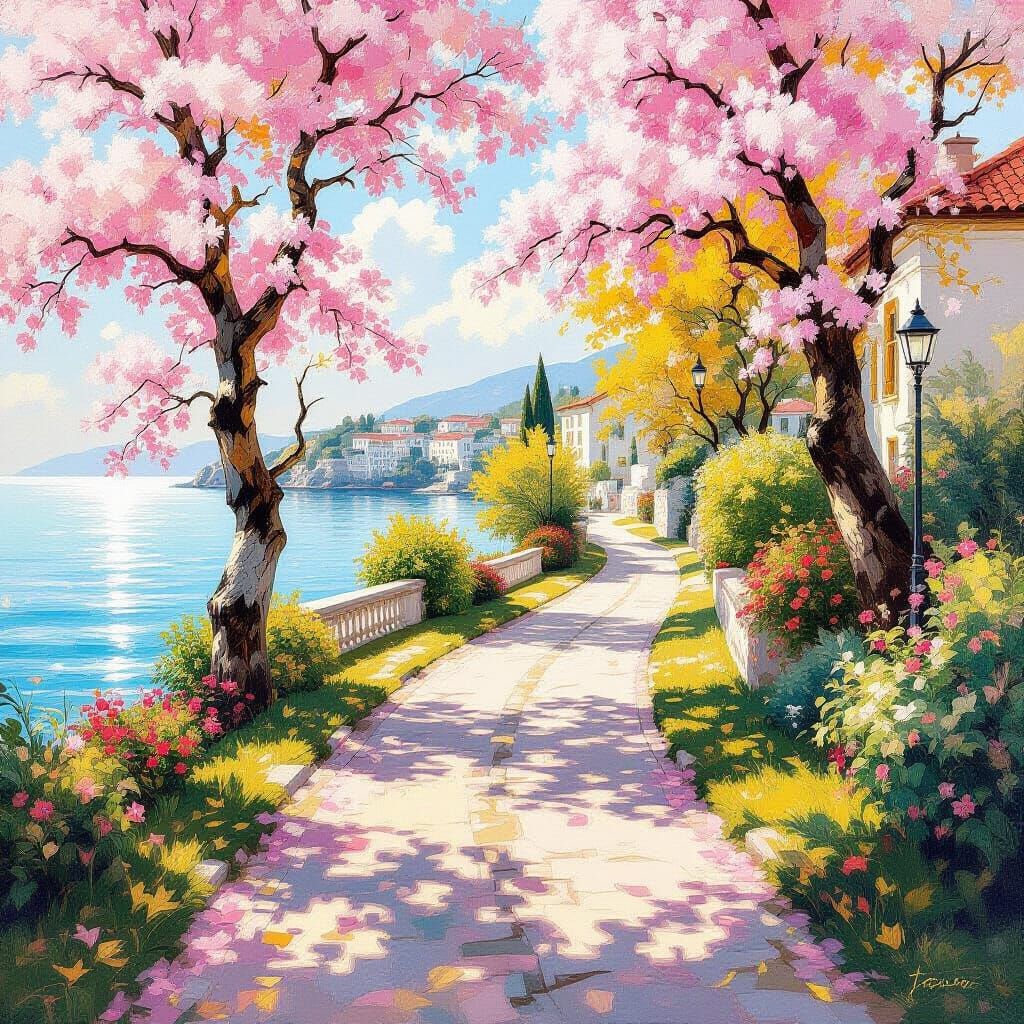 Dreamy Autumn Path in Metamodern Style