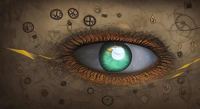 Surreal Observer in Psychedelic Dystopian Twilight Horror