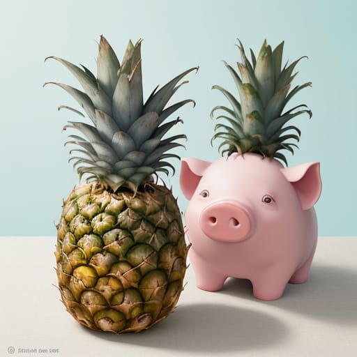 Vivid Pig and Pineapple Fusion in Dreamlike Harmony