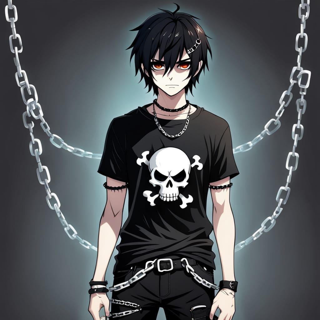 Gothic Emo Boy in Dark Style