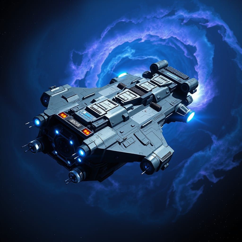 Retrofuturist Space Frigate, Armored and Ready for Battle