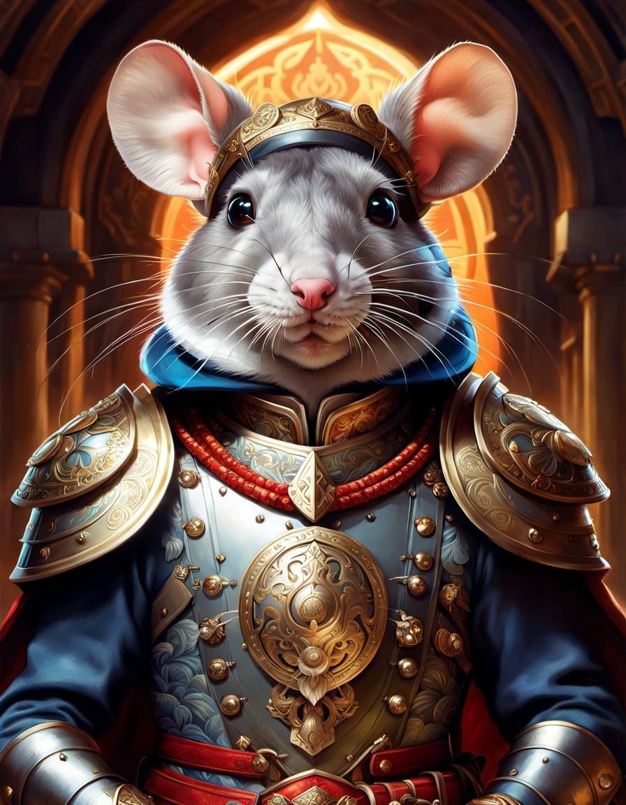 Armored Rat Portrait in Digital Painting Style