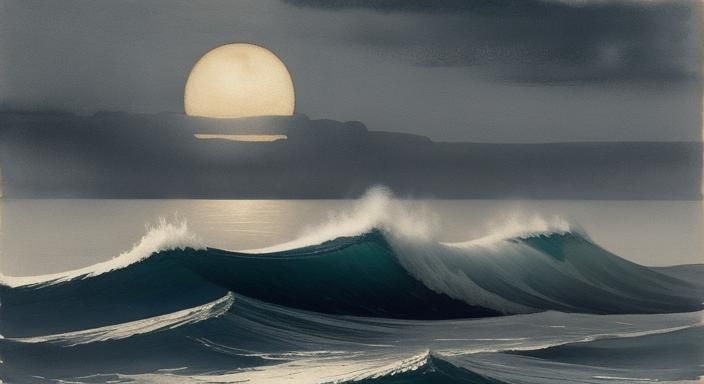 Venus Rising: Art Nouveau Watercolor on Foggy Morning