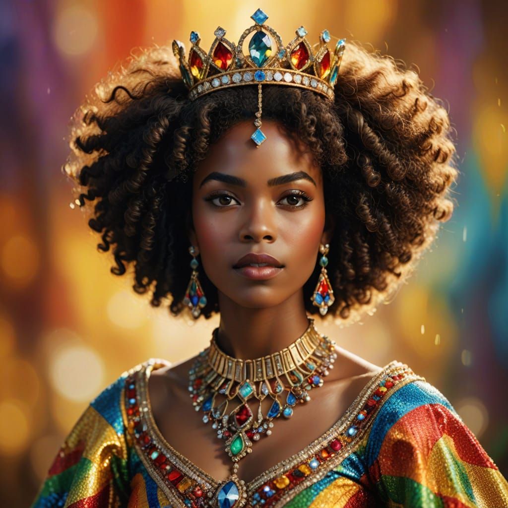 Afro-Brazilian Princess in Vibrant Oil Painting Style