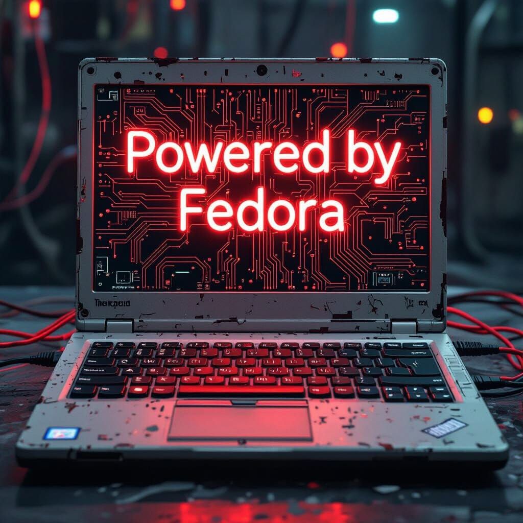 Cyberpunk Lenovo Thinkpad Powered by Fedora