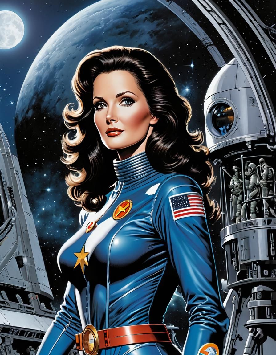 Retro Sci-Fi Space Girl Illustration