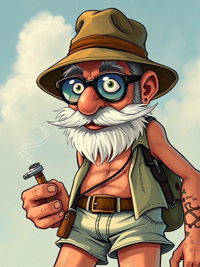 Cartoonish Dr. Gonzo in Ralph Steadman Style