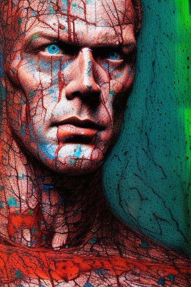 Superman Portrait in Mixed Media Fantasy Art Style