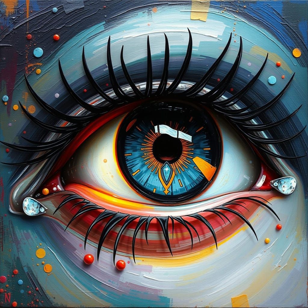Cyberpunk Eye of Wisdom in Neo-Impressionist Oil Painting