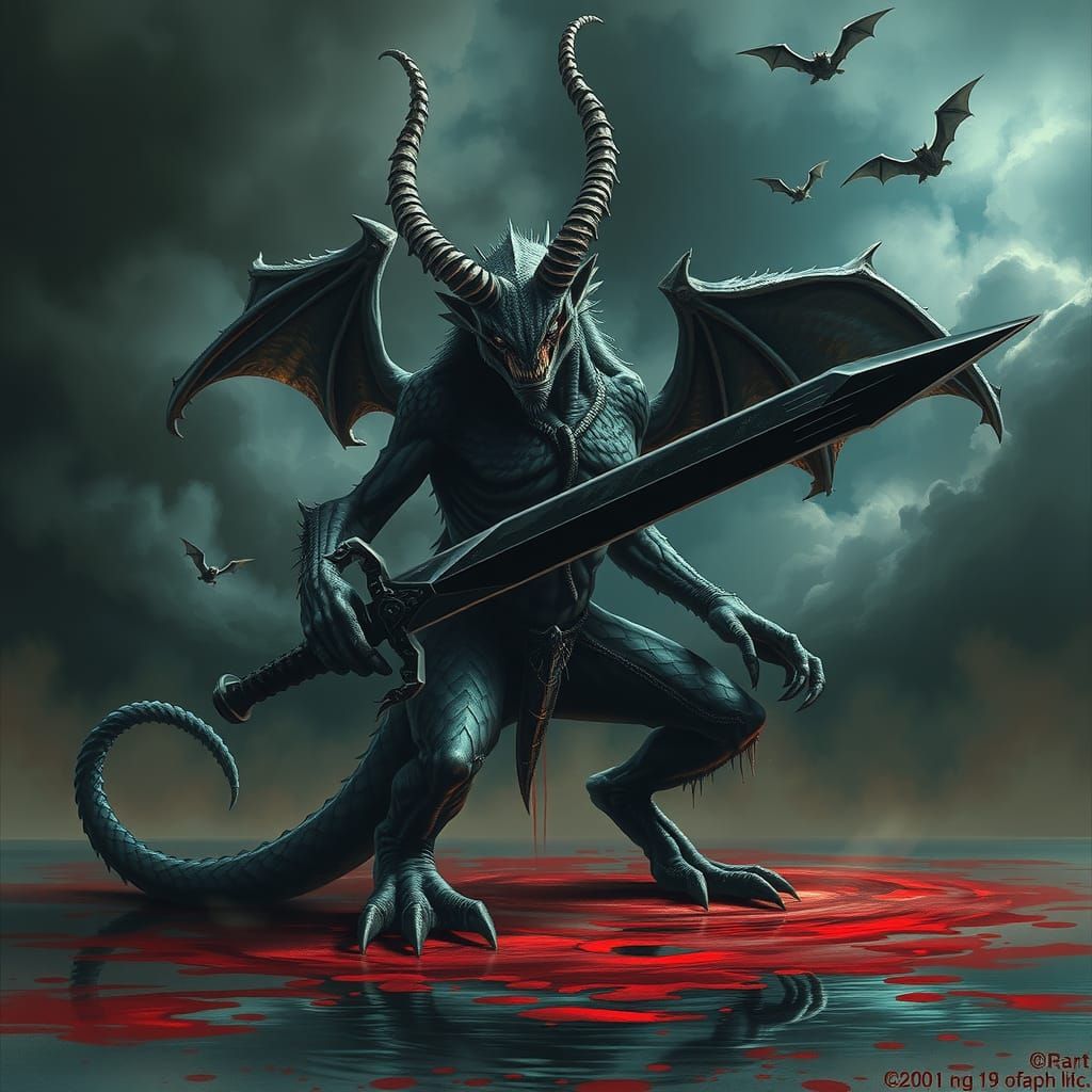Gothic Demon Victorious in a Dark Fantasy Landscape