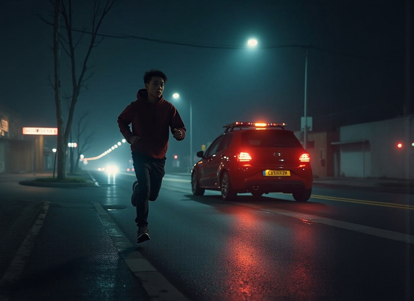Nightmarish Chase in a Dark Suburban Street