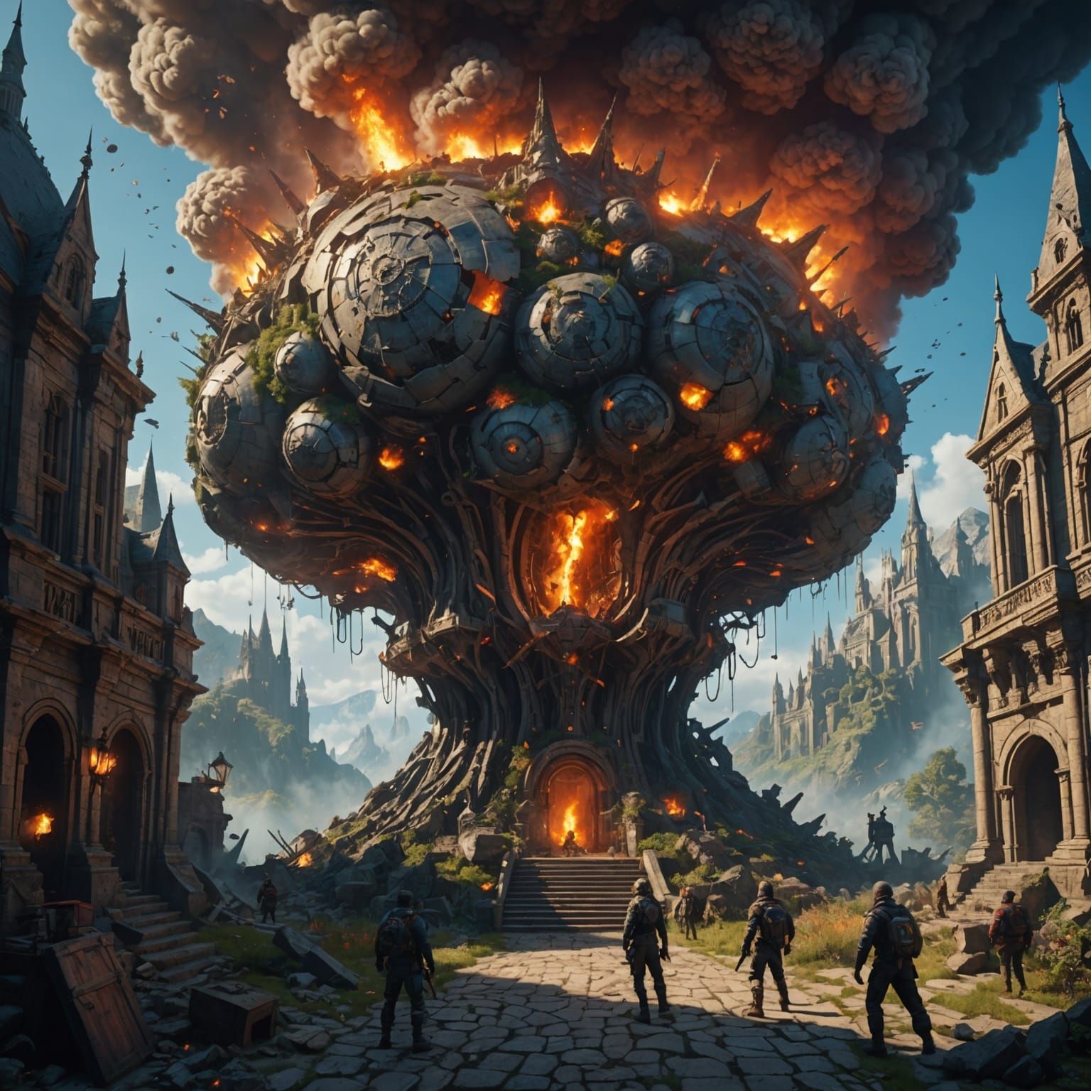 Fantastical Explosion Concept Art in Deep Color