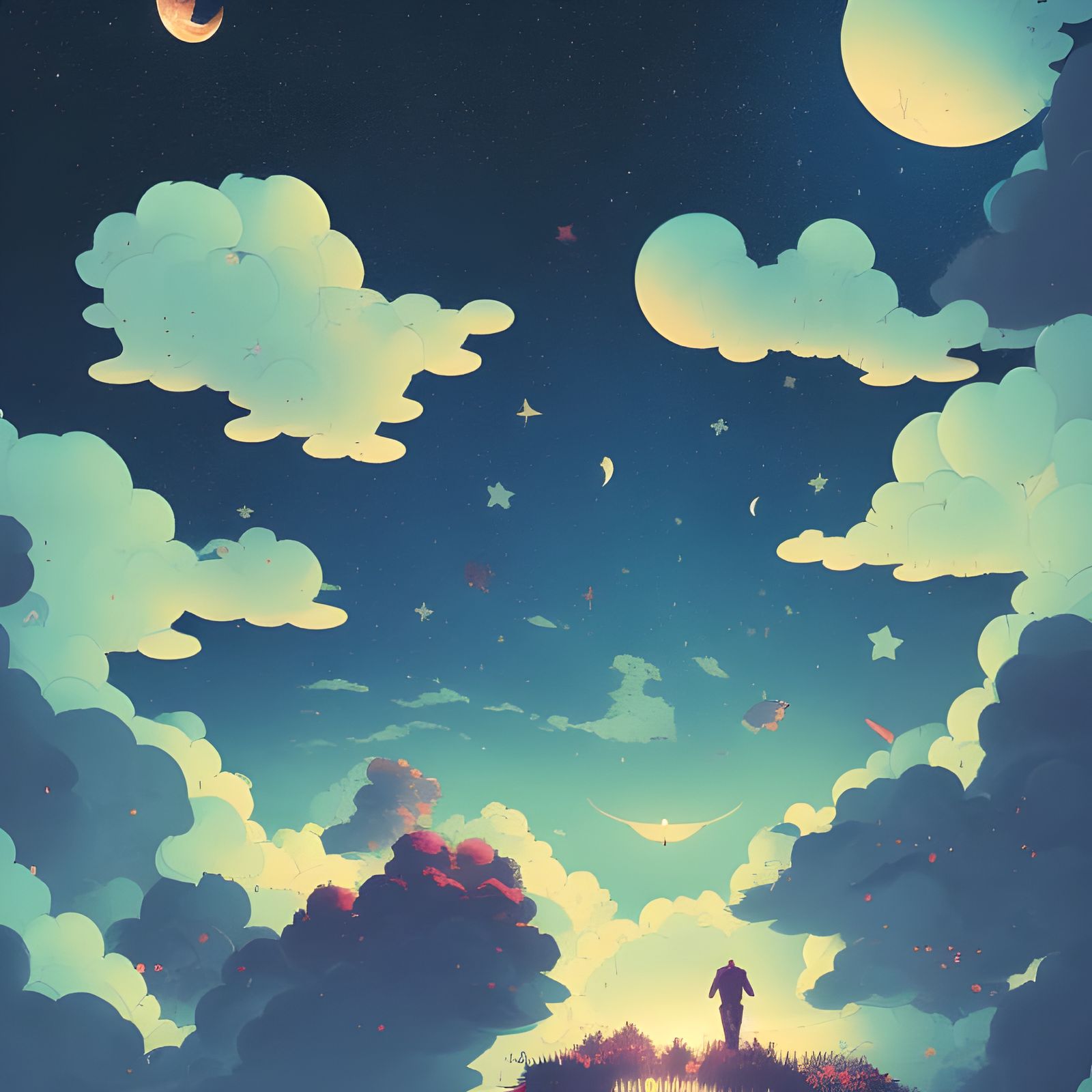 Majestic Japanese Night Sky: Digital Art