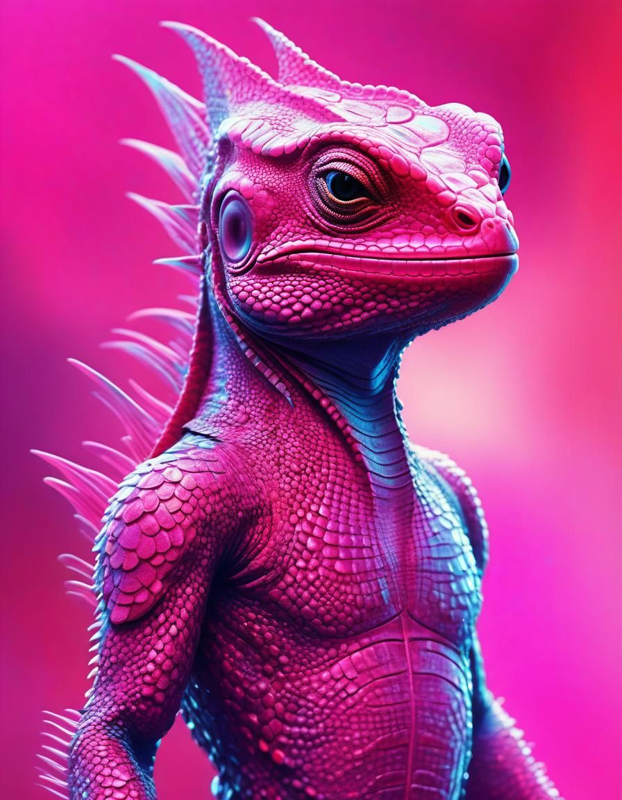 Kind Lizard in Ethereal Ultraminimalist Sci-Fi Art
