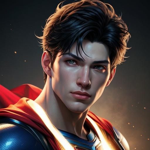Hyperrealistic Superboy Concept Art in Splash Art Style