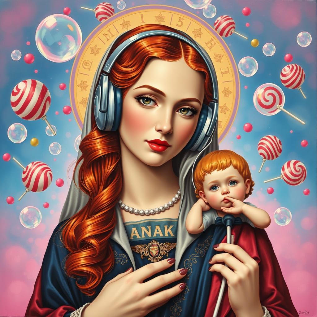 Russian Byzantine Madonna in Whimsical Disco Style