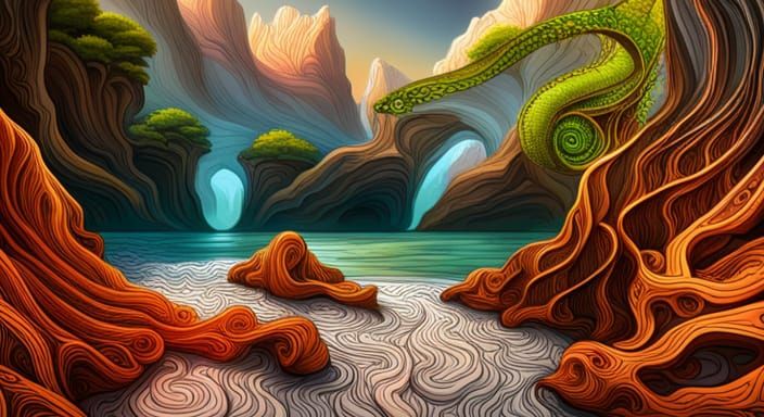 Complex Fractal Structure with Marine and Geometric Elements