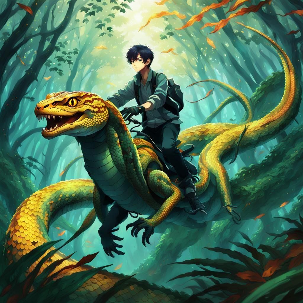 Anime Style: Boy Student Riding a Viper