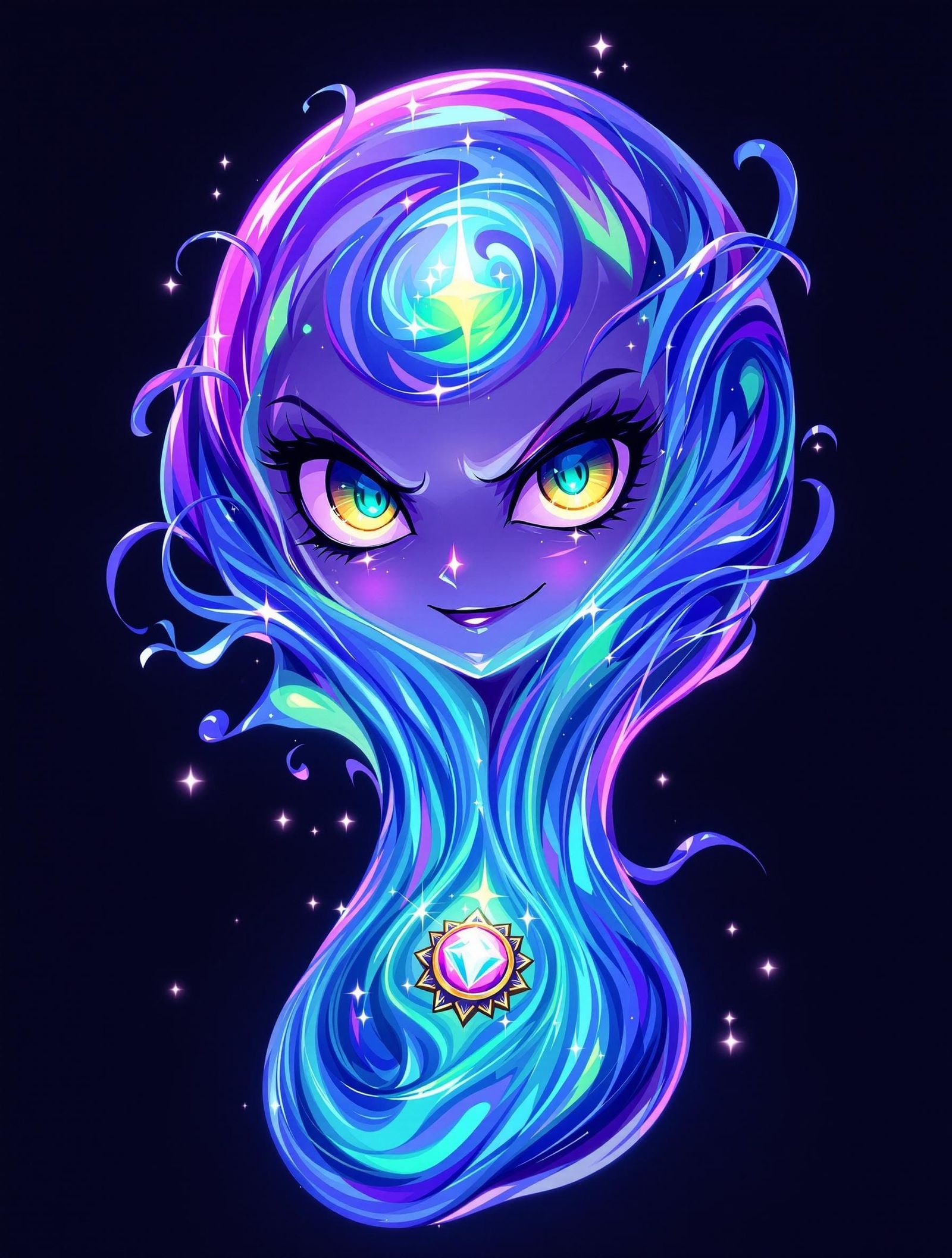 Ethereal Slime VTuber Celeste in Vibrant Anime Style