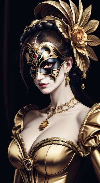 Elegant Lady in Baroque Mask