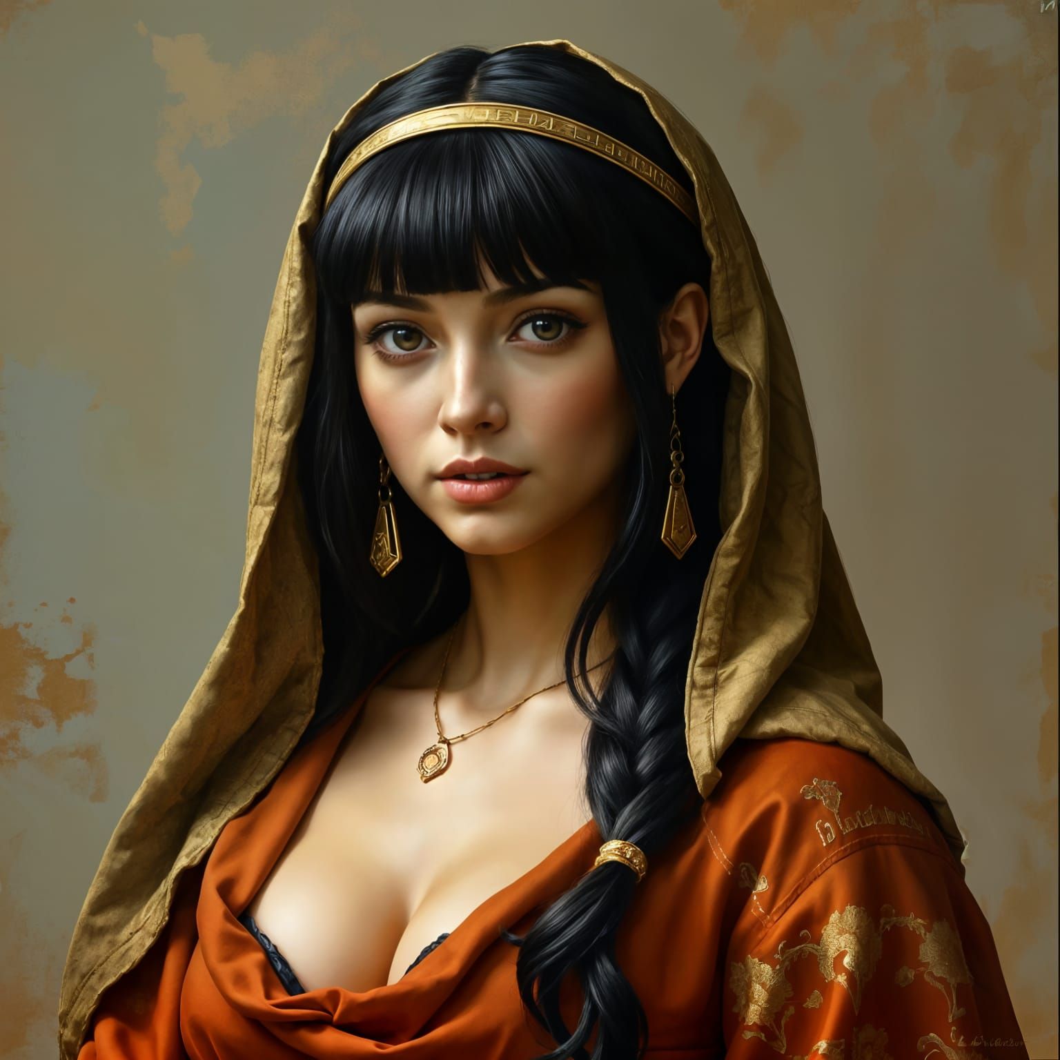 Egyptian Goddess with Flawless Black Bangs