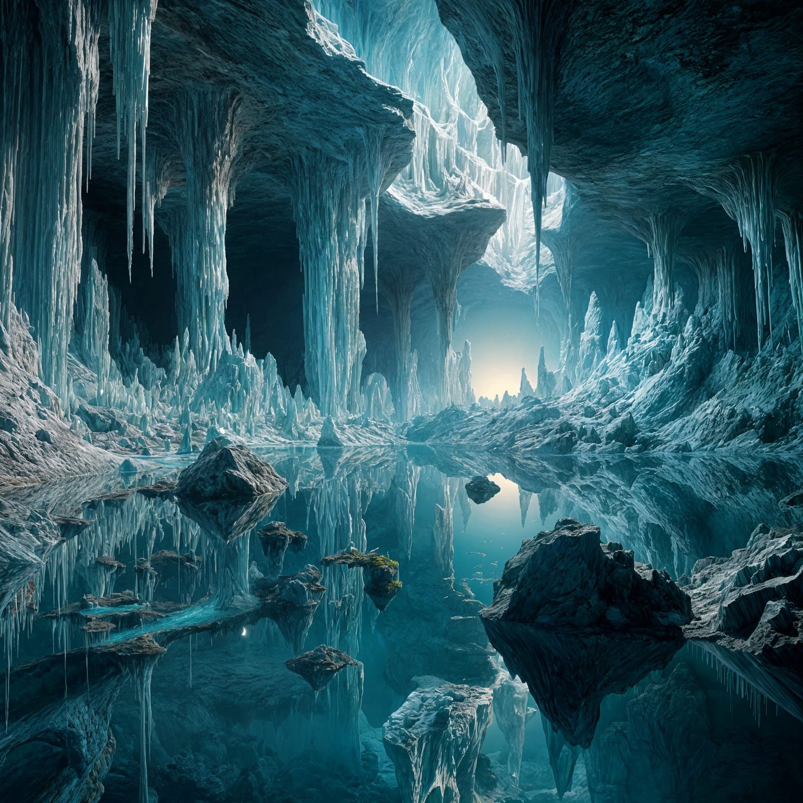 Luminous Cavern on Distant Planet in 4K