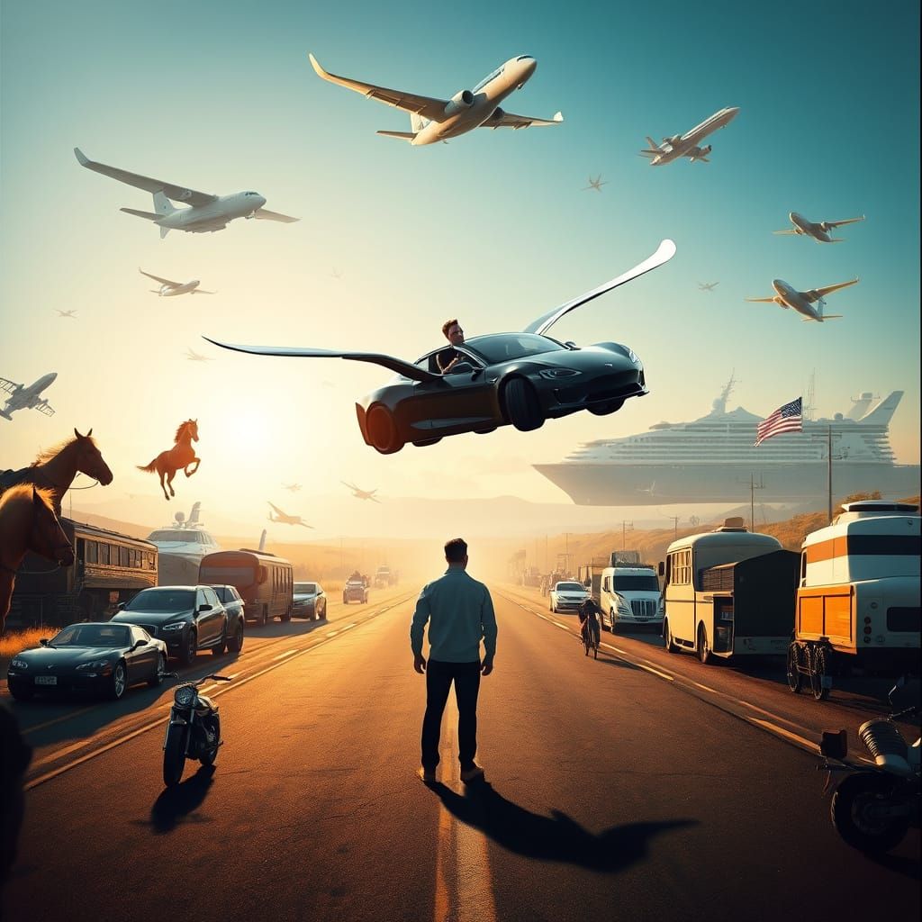 Epic Vehicle Parade in a Futuristic Landscape