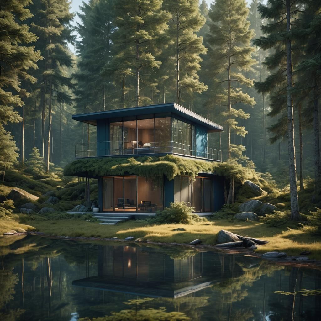 Minimalist Cabin in Forest: Post-Modern Architecture
