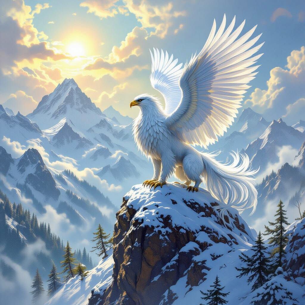 Majestic Griffin Overlooking Mystical Forest