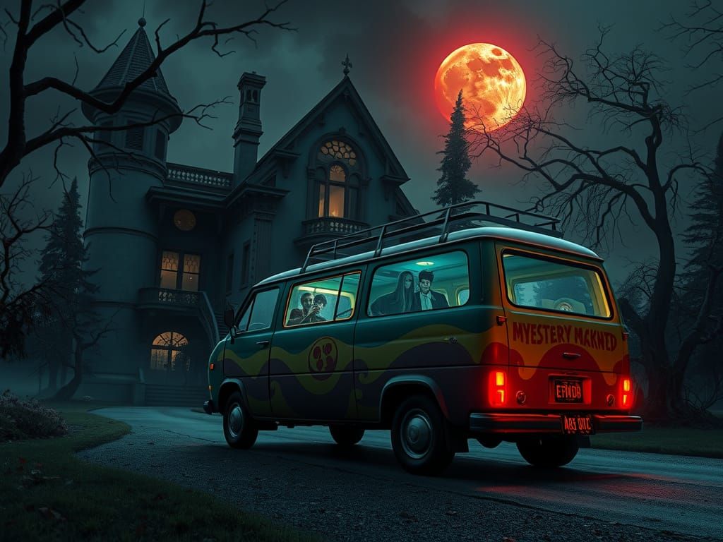 Scooby Doo's Mystery Machine at Haunted House