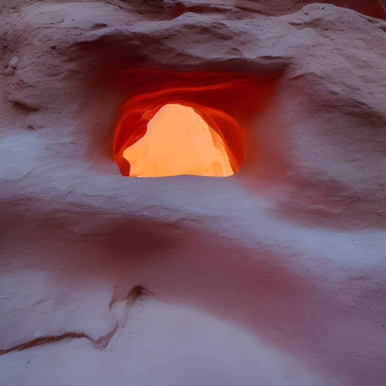 Vermilion Light Emanates from Desert Tomb