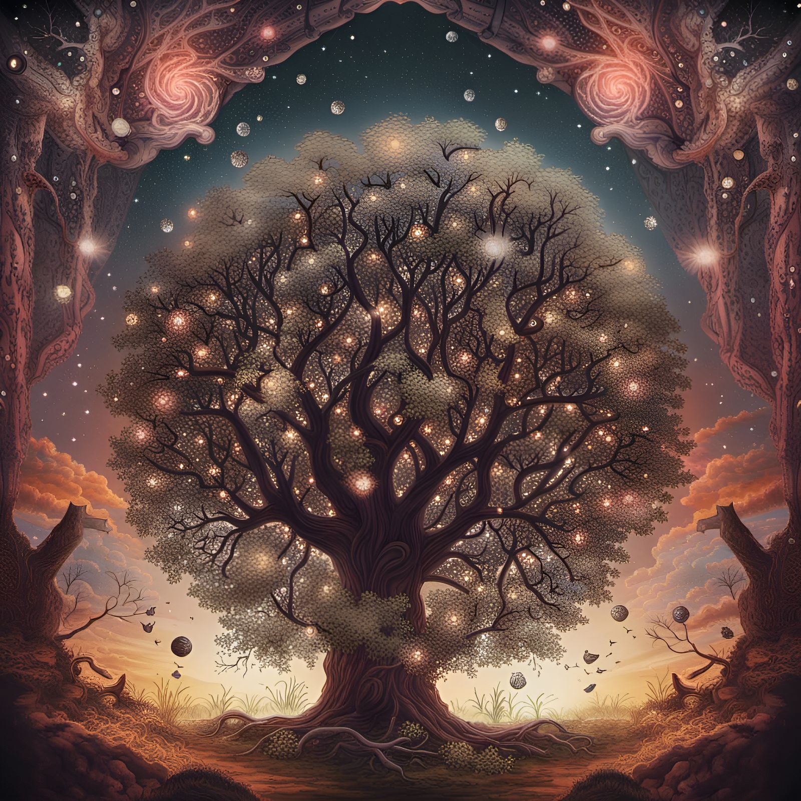 Diamonds in the trees, pentagrams in the night sky,