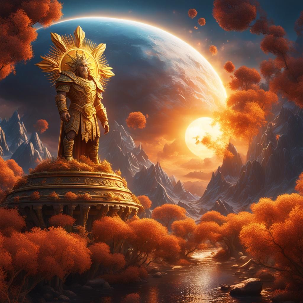 Fantastical Sun God Concept Art in Deep Color