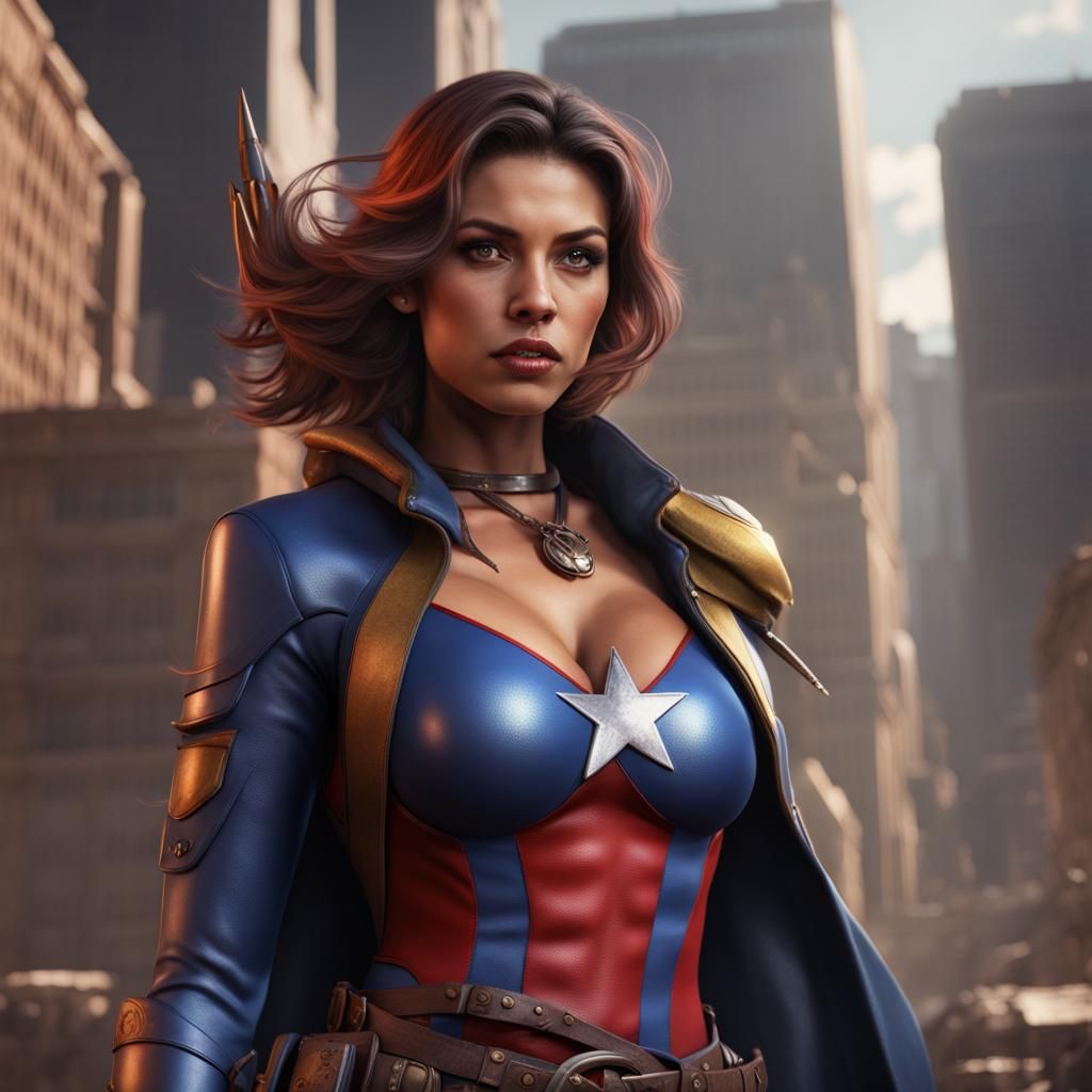 Detailed Matte Painting of Texan Superhero