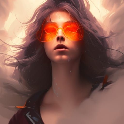 Girl with Storm Cloud Hair, Hyperdetailed Concept Art