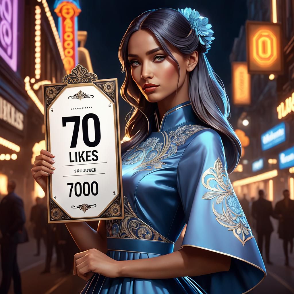 Girl Holding Sign Portrait in Hyperdetailed Digital Art