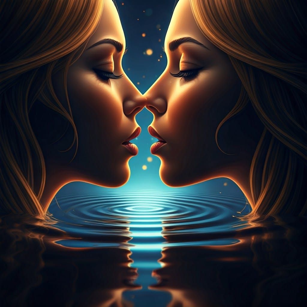 Modern Surreal Self-Portrait with Distorted Reflection