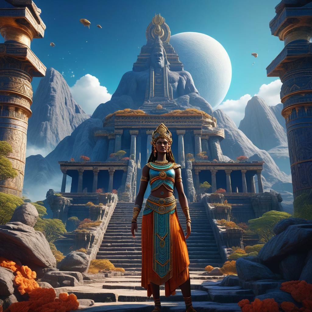 Aphrodite at Mount Olympus Temple: Fantasy Art