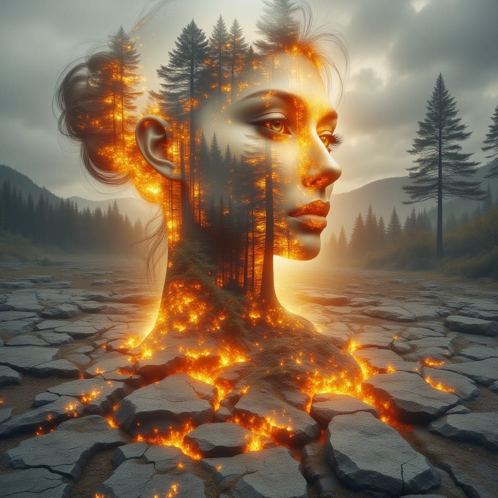 Glass Goddess With Fiery Core