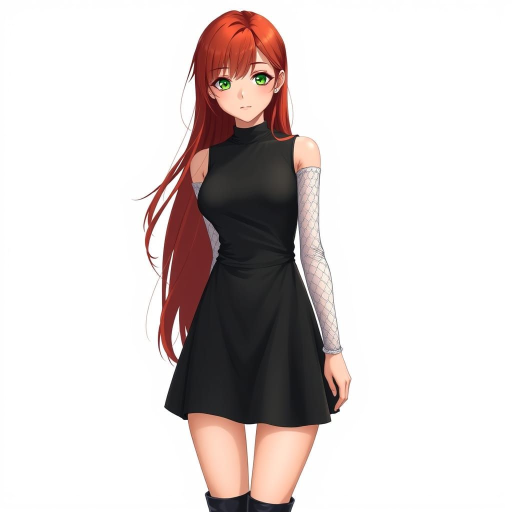 Petite Japanese Woman in Black Summer Dress, Hyperrealistic ...