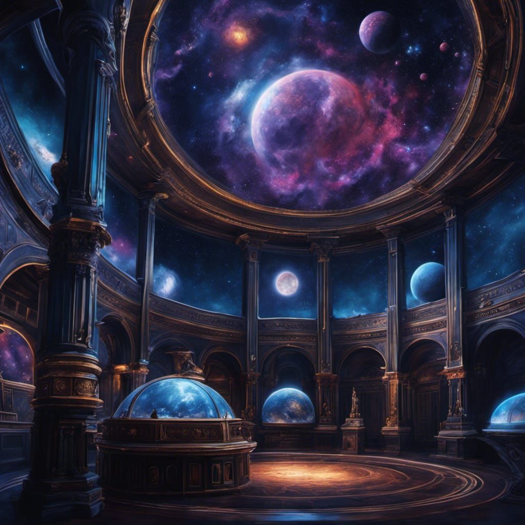 Fantasy Planetarium in Oil Painting Style