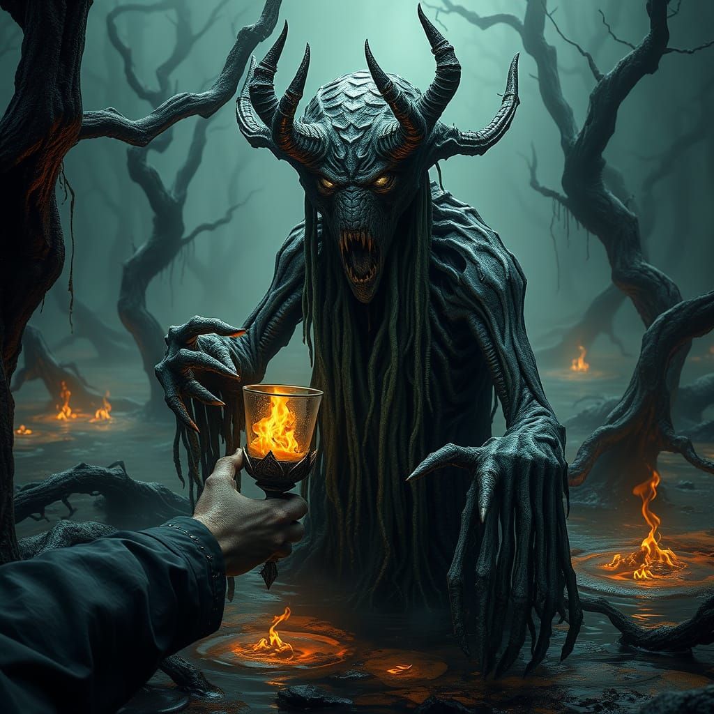 Hag of Brimstone Swamp Offers Cursed Chalice