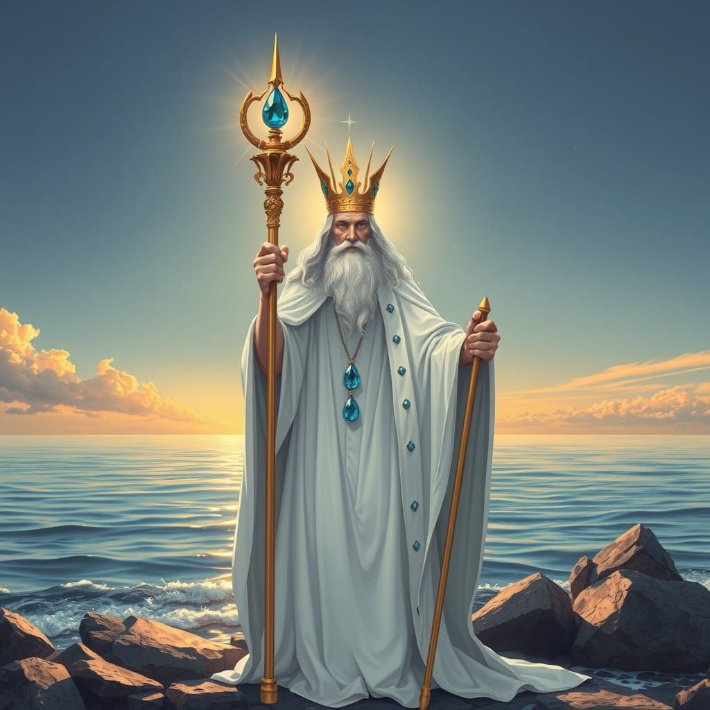 Majestic Sorcerer Embodies Wisdom and Benevolence by the Oce...