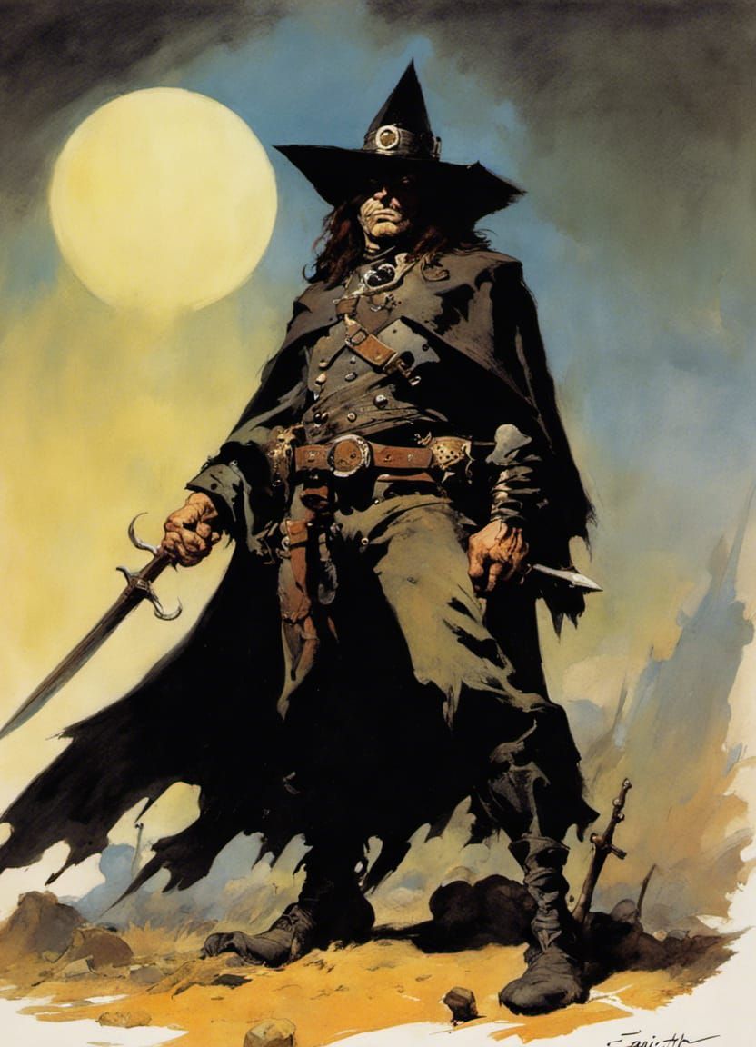 Heroic Witch Hunter in Frazetta Style
